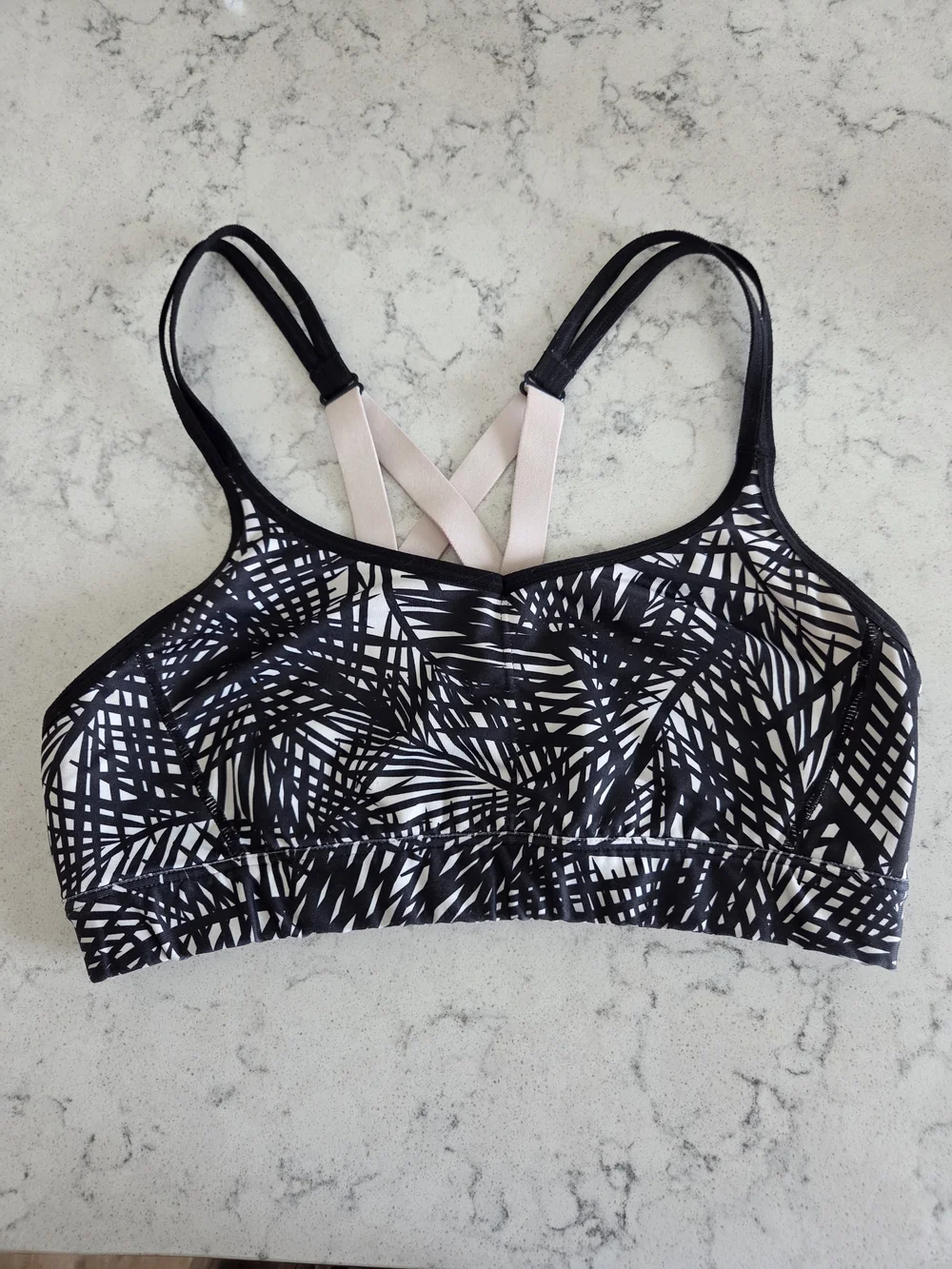 Women's Black & White Patterned Strappy Bralette